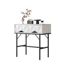 Modern And Elegant Console Table, Three-Dimensional Geometric Hollow Drawer Design, For Entryway And Living Room (White + Gold Legs) - White+Black + MDF - View 6