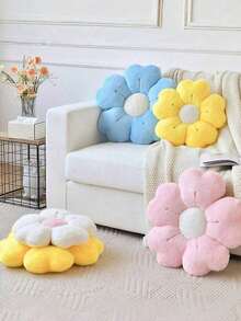 1pc Floral Decorative Pillow, Daisy Shaped Cushion Bed, Sofa, Bedroom Decor, Home Decor, Lovely Family And Friends, Spring