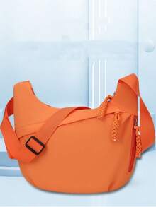 时尚休闲单肩斜挎包，大容量大学生通勤收纳背包 - 橘色 - 查看 8