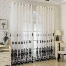 1pc European Retro Sheer Curtain With Beaded Embroidery, Dust-Proof Decorative Window Curtain
