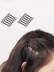 10pcs Invisible Styling Comb, Mini Bangs Holder Styling Tool, U-Shaped Hair Clips, Hair Accessories, Split-End Styling Decorative Hair Clips, Nape Invisible Bangs Fixing Inserted Comb (Black, 1-10pcs, Default Small Size), Hair Styling Set, Hair Styling Tool Set - Multicolor - View 2