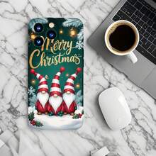 1PC Phone Case ,  Merry Christmas Gnomes Snowflakes Lights , Stylish Phone Case, Phone Decoration, All-around Lens Protection, Creative Small Gift, Funny Gift for Boys and Girls