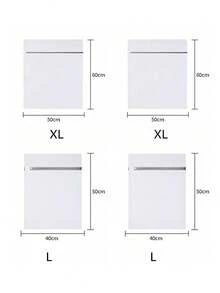 4个装灰色拉链封口网状洗衣袋，4种不同尺寸加厚洗衣袋，衣物保护洗衣袋，洗衣房必备配件，家庭必需洗衣袋