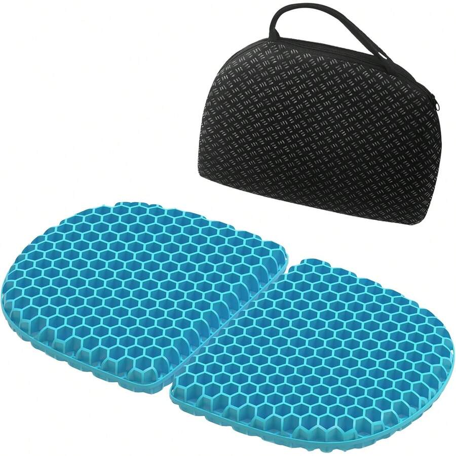 Foldable Gel Cushion Travel, Portable Chair Cushion Of Airy Cooling Gel, Honeycomb Cushion Stadium & Park, Portable Chair Cushion Pressure Relief (0.9-Inch Thick, Black) - Dày 0,9 inch (Đen) - Xem 1