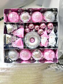 60pcs Exquisite Christmas Tree Decorations - Donuts, Forest Elves, Snowflakes, Painted Christmas Balls, Suitable For Christmas Tree And Yard Decoration