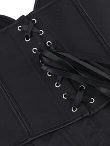 Áo corset bustier, áo bó ngực hở lưng cổ chữ V sâu, không dây, buộc dây sau lưng, đồ định hình eo, áo ống thon gọn, thích hợp cho lễ Halloween - màu đen - Xem 6