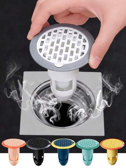 1 pieza Desagüe de piso blanco, prevención de reflujo del desagüe de ducha, inserto de núcleo de alcantarilla de válvula, desagüe de piso de silicona, filtro de cabello de silicona y tapón de desagüe, anti-olor, a prueba de insectos, prevención de obstrucción de alcantarilla de baño y inodoro, atrapador de cabello de desagüe con ventosa