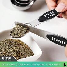 8 Pcs Upgraded Magnetic Measuring Spoons Set Stainl Steel Dual Sided For Liquid Dry Food Measuring Cups Spoons Set Fits In Spice Jar Kitchen Gadgets Including Leveler Sier - 銀色 - 查看 4