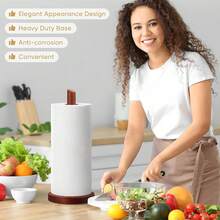 Wooden Paper Towel Holder Countertop, Fits Jumbo Roll - Solid Wood Paper Towel Dispenser Stand With Anti-Skid Base - Multicolor - View 2