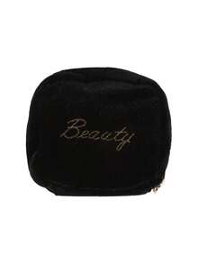 1pc New Mini Cosmetic Pouch, Lipstick Bag, Plush Velvet Makeup Bag With Golden-Tone Zipper And Keychain, Compact Travel Organizer For Lipstick, Earphones, Jewelry, Small Makeup Bag, Coin Purse