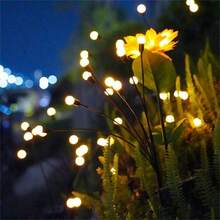 6 PCS Solar Garden Firefly Lights Outdoor Waterproof Starburst Swing Decorative Lamps For Path Yard Patio Pathway Landscape - Warm Light - 查看 6