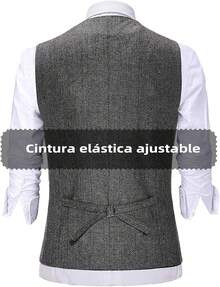 Chaleco de traje para hombre, con cuello en V - Blanco - Ver 10