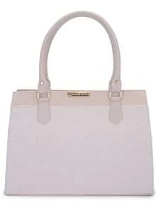 Women's Medium Satchel Luxury Tote Bag - Beige - View 4
