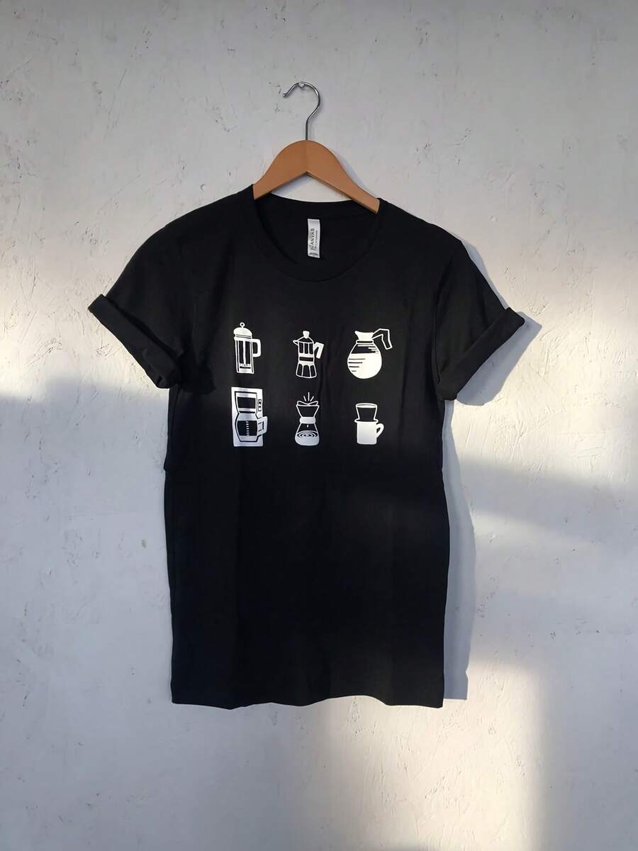 Coffee T-Shirt, Food Shirt, Coffee Screen Printed T Shirt, Clothing Gift, Foodie Gift, Coffee Gift, Soft Style Tee - 款式19 - 查看 1