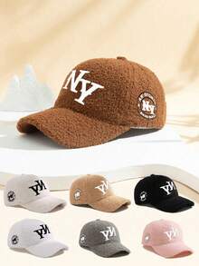 1 szt. Damska haftowana czapka baseballowa z polaru NY Teddy, regulowana, chroniąca przed słońcem, codzienna czapka odpowiednia na wiosnę/jesień, podróże, plażę, unisex, styl Y2K - Czapka baseballowa - Zobacz 16