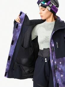 VECTOR MOTION Strider 3L 加厚连帽滑雪服，男女通用，弹力面料，防风，保暖，耐用，透气，适用于单板/双板滑雪冬季运动 - 紫色 - 查看 9