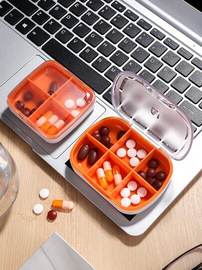1pc Plastic Multi-Compartment Pill Box With Lid, Portable Sealed Large Capacity Mini Organizer Box For Medication, Jewelry, And Other Small Items