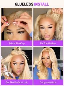 MEGALOOK #613 金色 13x4 蕾丝前假发，可定制，自然波浪卷发，预先拔毛，自然发际线，30 英寸透明 13x4 蕾丝前假发，100% 真发，带婴儿发，手工编织，轻盈帽型，全天舒适，极少掉发