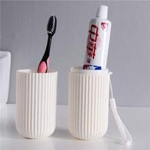 1pc Japanese Portable Travel Toothbrush Box Set, Wash Cup With Lid, Toothpaste Tube, Toothbrush Storage Box, Rinse Cup - Multicolor - View 4