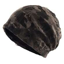 Gorro tipo beanie unisex con estampado de camuflaje, impresión de letras y agujeros desgastados, gorro elástico y ligero para hombres y mujeres, gorro cómodo y suave, gorro apilable, accesorio de moda urbana y hip hop, ideal para otoño e invierno