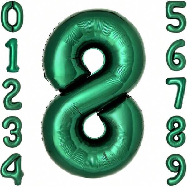Globos de color verde oscuro con número 8, 40 pus, para fiestas de cumpleaños y graduación, dración de graduación, color verde esmeralda, 8 globos,25586208