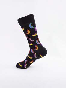 5 Paar Herren Crew Socken, neue stilvolle Lebensmittel Grafik Muster, bequeme weiche Socken, Freizeitbekleidung