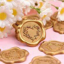 25pcs/Pack Heart Wreath Pattern Wax Seal Stickers, For Wedding Invitations, Party Invitations Decoration, Gift Wrapping, Scrapbooking Decoration - Multicolor - View 2