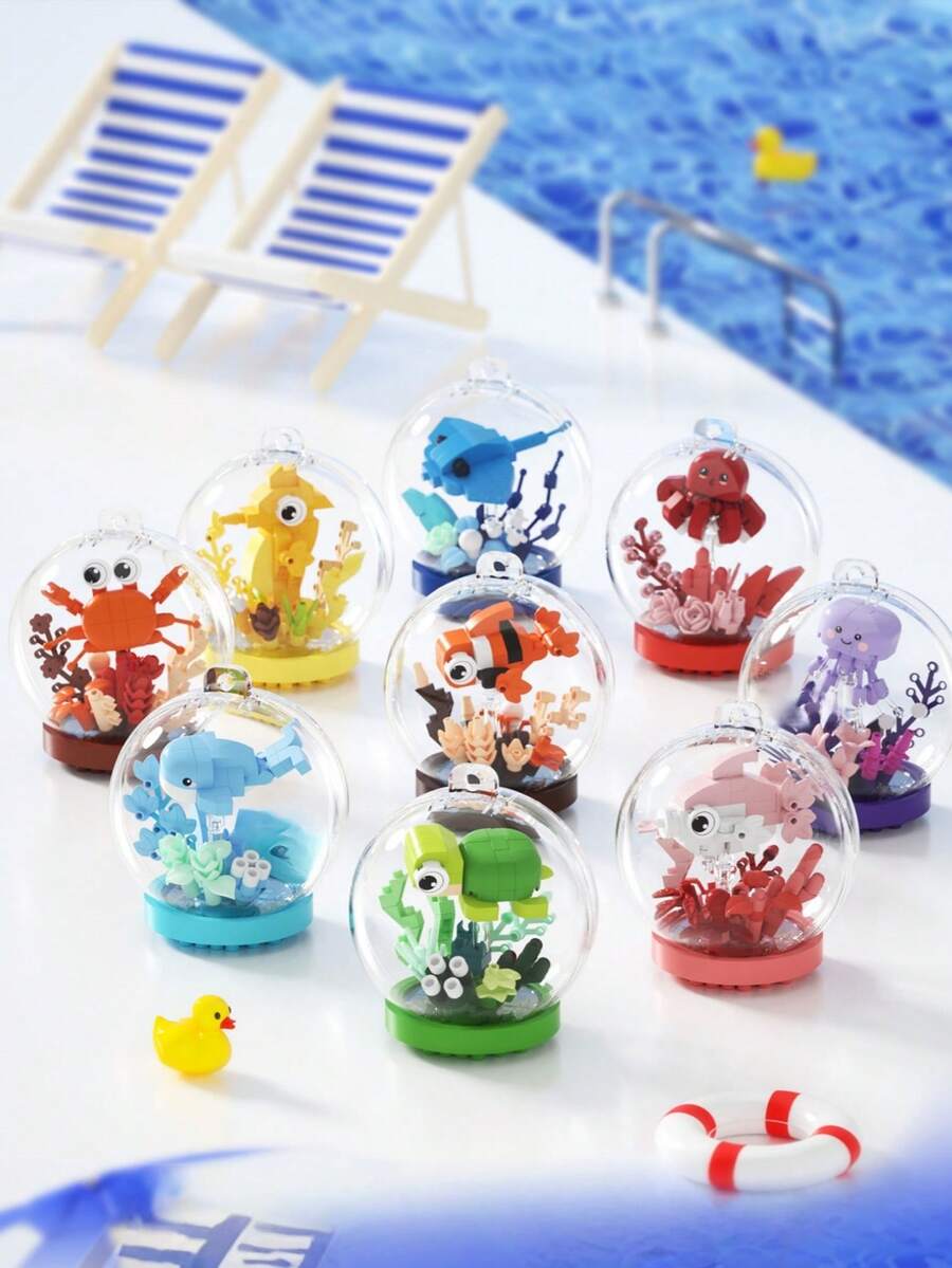 9-In-1 Cute Micro Particle Ocean Ball Building Blocks Set, Includes Gift Box, Educational Toy, Desktop Decor, Perfect For Birthday, New Year, Christmas Gifts