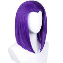 QY- Short Purple Anime Cosplay Wig Dark Purple Straight Bob Wigs + Red Gem + Wig Cap 14'' Synthetic Hair For Women Halloween Costumes Party -3788 - 14 深紫色 - 查看 5