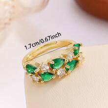Fashionable Multi-Colored Artificial Crystal Ring Mona Lisa Element Artificial  Ring Open Adjustable Ring Jewelry - 五種顏色 - 查看 3
