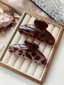 2 piezas Pinza de pelo transparente con estampado clásico de leopardo de 8 cm, elegante y retro, adecuada para trenzas, coletas, moños, apta para uso diario casual, ir y venir, vacaciones, fiestas, citas, escuela, universidad, accesorios de pelo de mujer para outfits de vacaciones