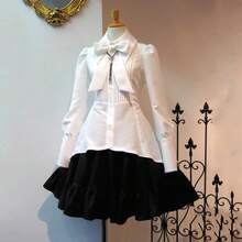 Cool Gothic Lolita Dress Women Halloween Masquerade Party Dress Gothic Punk Dress Classic Renaissance Victorian Dress - A01_白色 - 查看 2