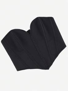 Áo corset bustier, áo bó ngực hở lưng cổ chữ V sâu, không dây, buộc dây sau lưng, đồ định hình eo, áo ống thon gọn, thích hợp cho lễ Halloween - màu đen - Xem 4