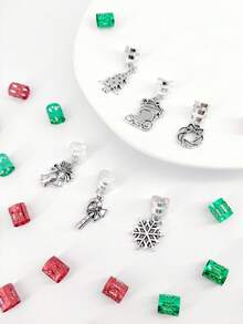 26Pcs Christmas Decor Pendant Dreadlock Braid Hair Beads Braids Hair Rings Hippie Style Hair Accessories For Women(Christmas), Claw Clips - Silver - View 5