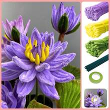 321 Stücke DIY Set zum Herstellen von Seerosen mit kompletter Farbauswahl, Chenilledraht für Hochzeiten, Heimdekoration, Valentinstag Sträuße, komplettes Bastelset für DIY Anfänger (DIY Set zum Herstellen von Seerosen)