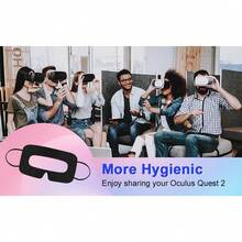 Accesorios de VR para Oculus Quest 2, set de silicona para Meta Quest 2, incluye agarre de controlador, cubierta de cuero, cubierta de carcasa de VR, cubierta facial, cubierta de lente y 10 piezas de cubierta desechable para los ojos (Macaron) (no incluye auricular y controlador de VR), regalo para Halloween, Acción de Gracias, Navidad