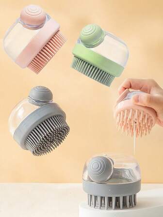 1 Peine de masaje blanco 1 pieza Peine de baño líquido rosa 1 pieza Peine de baño líquido gris 1 pieza Peine de baño líquido verde Cepillo de baño multifuncional con dispensador de líquido, peine de masaje con burbujas para champú, limpieza profunda de la piel del Body, peinado del cabello, masaje del cuero cabelludo