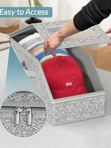 棒球帽多用途收纳盒 大容量可堆叠棒球帽收纳盒 多功能防尘收纳盒 适用于衣柜 可折叠拉链防尘收纳盒 收纳帽子衣服娃娃等 一年四季均可使用 - 彩色 - 查看 4