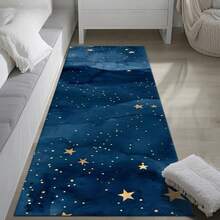 1Pc Navy Blue & Golden Star Runner Rug-48x16in(121x40cm),60x18in(152x45cm) Low-Pile Long Carpet,No Lint,No Odor,Non-Slip Backing For Kitchen, Bathroom, Bedroom Hallway - Ideal For Large Spaces & Modern Decor, Durable Material,Holiday Selection,Christmas&Thanksgiving Day - 01-48x16 英吋(121x40公分) - 查看 6