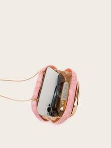 Milky Way Acrylic Clutch Purse For Women Marbling Evening Wedding Handbags Acrylic Shell Box Purses For Party Prom Cocktail - 粉色 - 查看 9