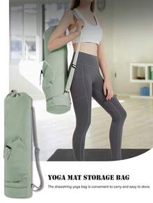 瑜伽垫绑带带水瓶袋和底部湿袋，大容量多功能收纳袋，方便携带瑜伽垫