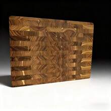 MIYORK Tábua de corte de madeira maciça de teca selecionada de alta qualidade (1 peça), resistente e adequada para alimentos cozidos, carne, pão, queijo, uso na cozinha e ao ar livre. Superfície para contato com alimentos. Acabamento artesanal com textura natural. - Tábua de corte de madeira natural - Tábua de corte de teca - Ver 4