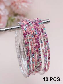 6/10/20/60 Stücke elastische, super dünne, glänzende, bunte Armreife zum Stapeln für Frauen, weiß, blau, lila, pink, grün, kaffee, Tennisspange, Party- und Feiertagsgeschenk