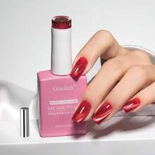 Jelly Glass Cat Eye Gel Nail Polish, 0.5 Fl Oz HEMA & TPO Free Red Holographic Glitter Shimmer Magnetic Gel Polish With Magnet Soak Off UV LED Nail Art Design Manicure Salon For Women Fgirl{Inchcolor_nameinch:InchCatEye-JellyGlassRedinch} - 貓眼果凍玻璃紅 - 查看 1