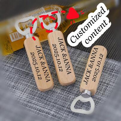 Personalized Wooden Handle Bottle Opener, Alloy Bottle Opener, Widely Used For Parties, Gifts For Family And Friends, Daily Life Travel And Holiday Gifts