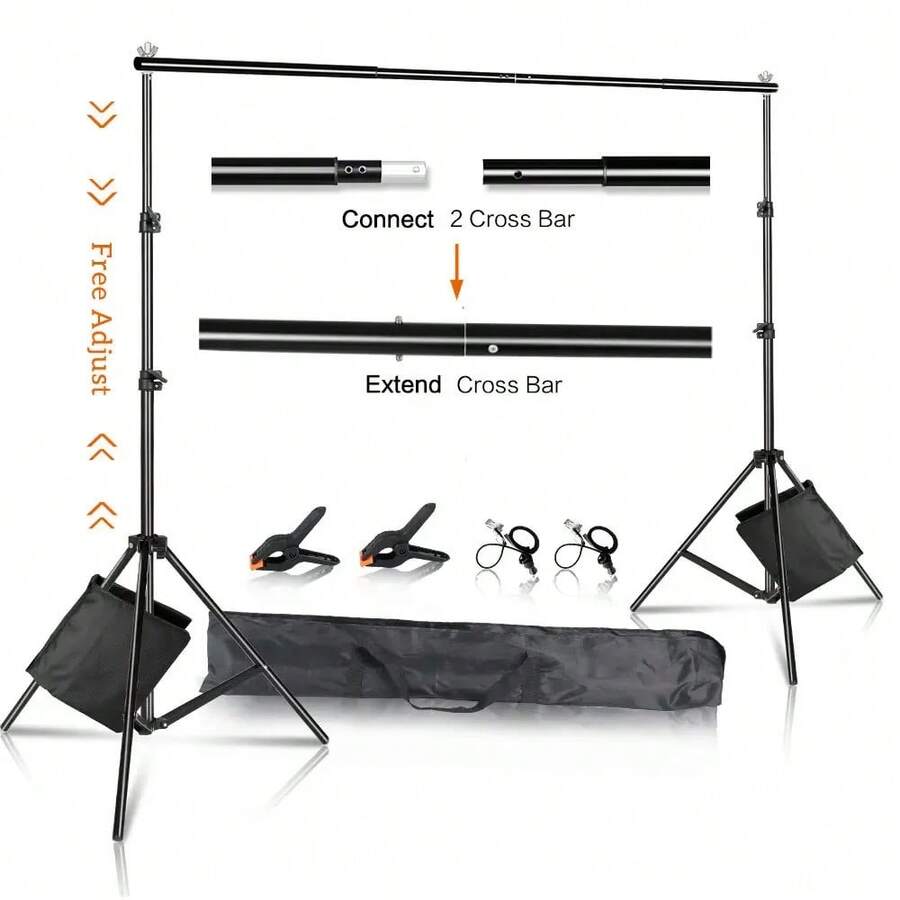 SH Photography Background Support System Kit With Muslin Carrying Case For Photo And Video Studio - 新增沙袋 - 查看 1