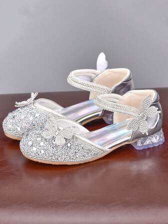 Girls' Princess High Heel Shoes, Children's Dress Up High Heels, Suitable For Little Girls To Match Dresses, Performances, Flower Girl, Runway, Hostess And Model Catwalk Shoes, White