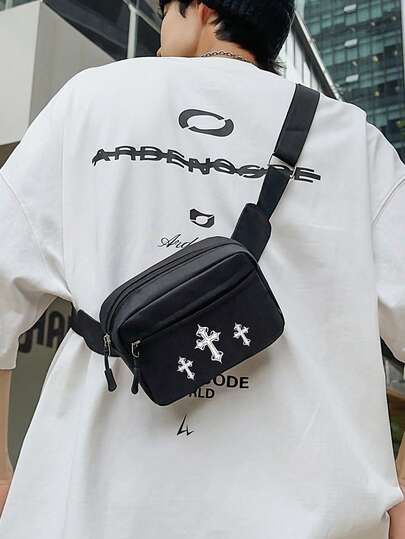 peach tree Bolso de hombro, bolso de mensajero, bolso cuadrado pequeño, bolso cruzado pequeño minimalista de unicolor de moda para hombres, bolso bandolera de nailon ligero y resistente al agua para uso diario casual y versátil