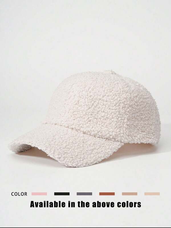 قبعة بيسبول لون أسود فاتح أحادي اللون من القطيفة، بنمط Y2K، قبعة شتوية دافئة مصنوعة من الصوف للخارج والتنقل اليومي و