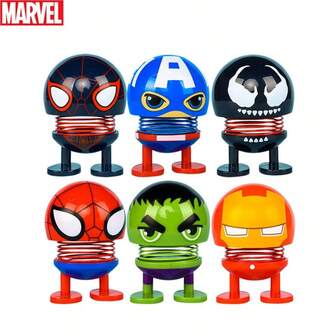  6pcs Marvel Iron For Man Car Decorations, Cute Marvel Superhero Bobbleheads, Creative Car Interior And Center Console Figurines, Perfect For Back-To-School, Oktoberfest, Halloween, Thanksgiving, And Christmas Gifts., Superhero Collectibles, Festive Decorations, Themed Gifts, Creative Decor, Premium Collectibles, Highquality Figurines, Character Decor, Iron Man Figurine, Marvel Fans, Collectors